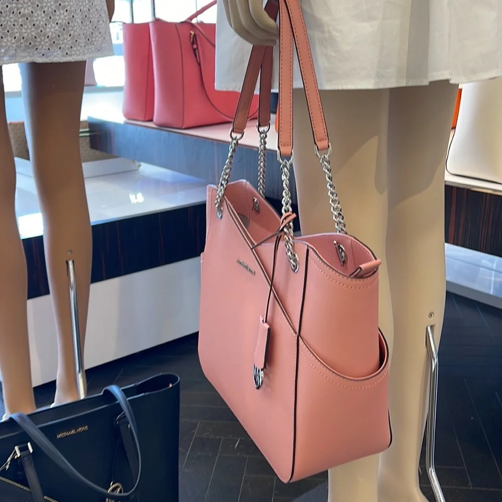 MICHAEL KORS Jet Set Large X Chain Saffiano Leather Shoulder Tote PRIMROSE NWT